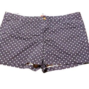 Merona Mid-rise Khaki Shorts 18 Navy Blue with Green Polka-dots Vintage Y2K
